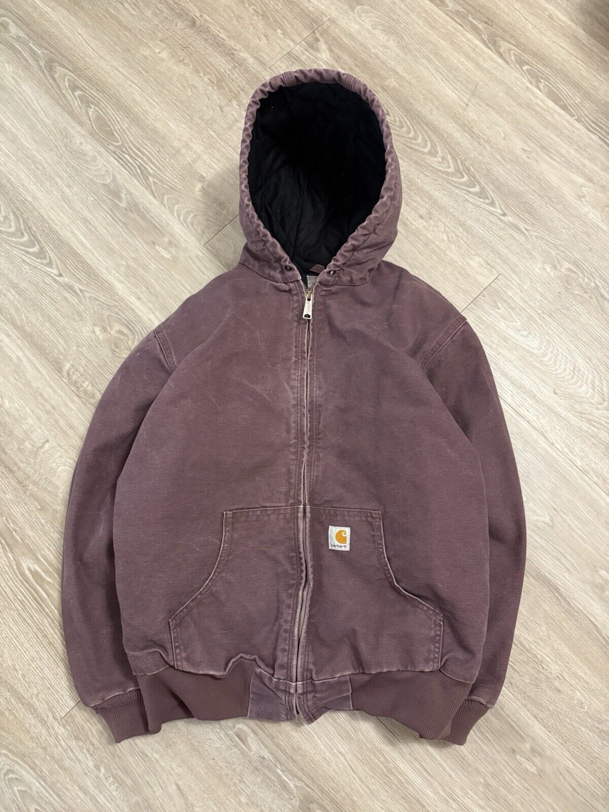 Vintage Carhartt WJ130 Hooded Bomber Jacket – Medium Plum Cotton Classic!