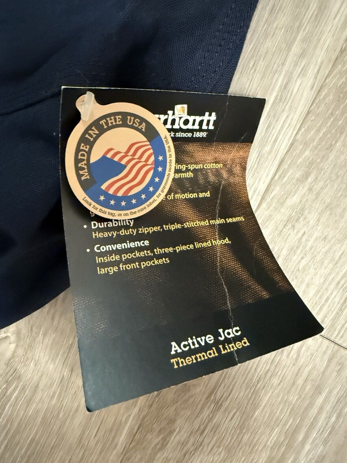 Rare Vintage Carhartt J131 DNY Hooded Bomber Jacket – XL Blue Deadstock Classic!