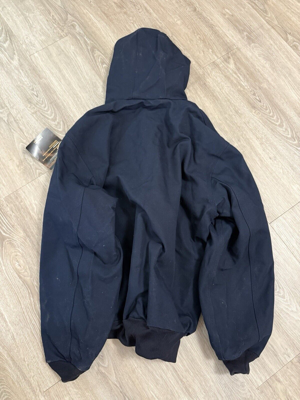 Rare Vintage Carhartt J131 DNY Hooded Bomber Jacket – XL Blue Deadstock Classic!