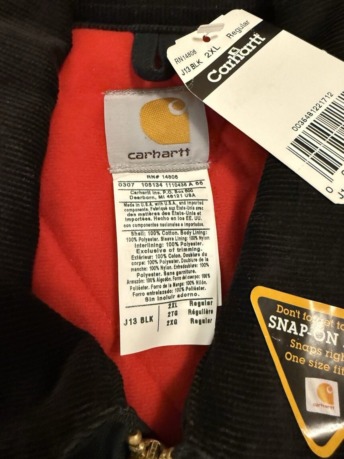 Vintage Deadstock Carhartt Santa Fe J13 Bomber Jacket – 2XL Black Canvas, Rare 90s Find!