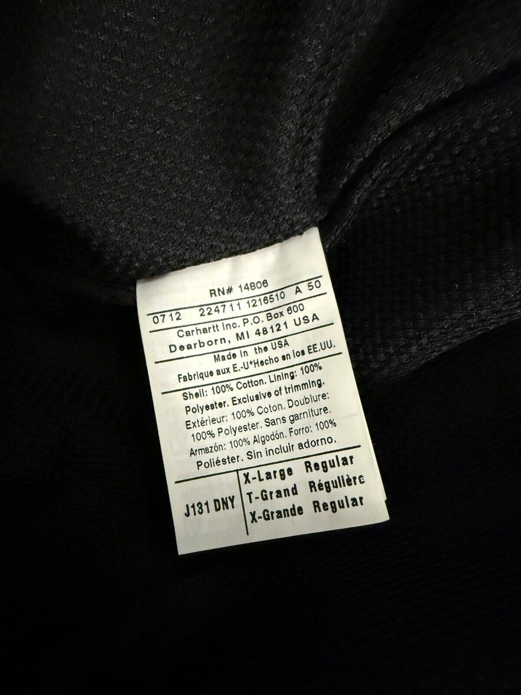 Rare Vintage Carhartt J131 DNY Hooded Bomber Jacket – XL Blue Deadstock Classic!