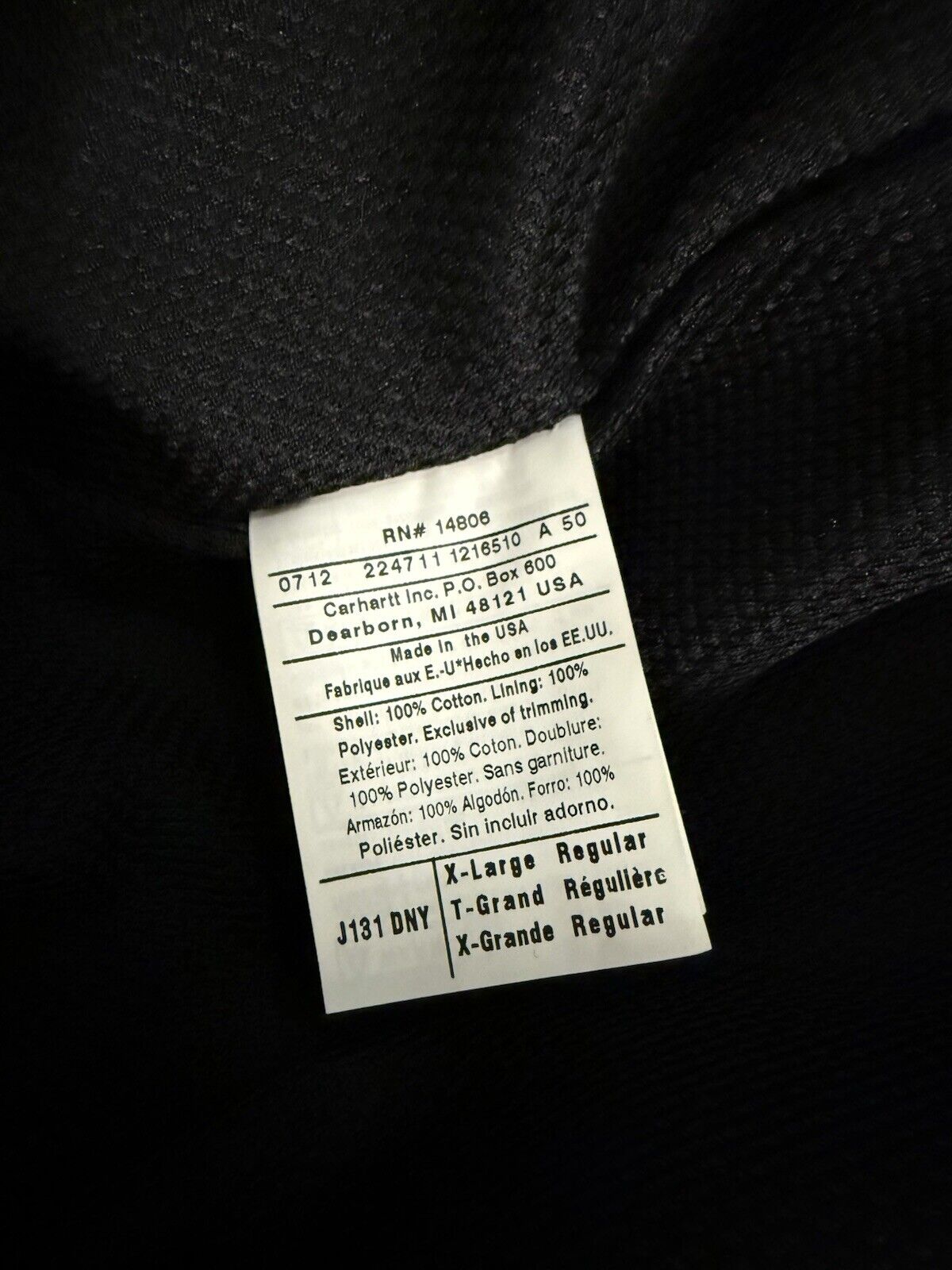 Rare Vintage Carhartt J131 DNY Hooded Bomber Jacket – XL Blue Deadstock Classic!