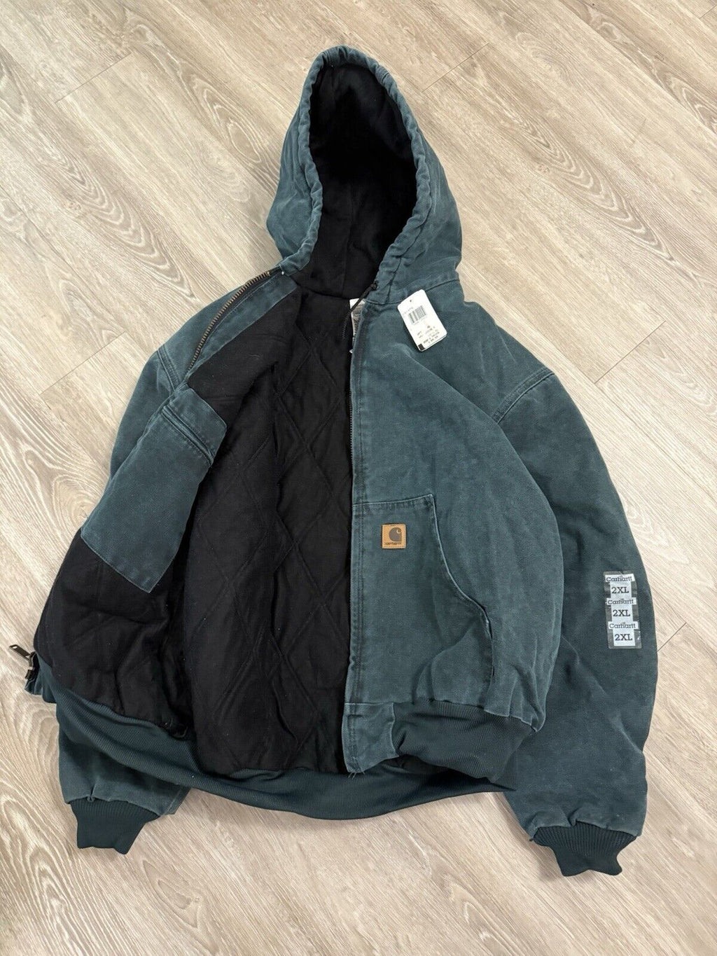 Extremely Rare Vintage Carhartt J151 HTG Hooded Bomber Jacket – 2XL Deadstock Green!
