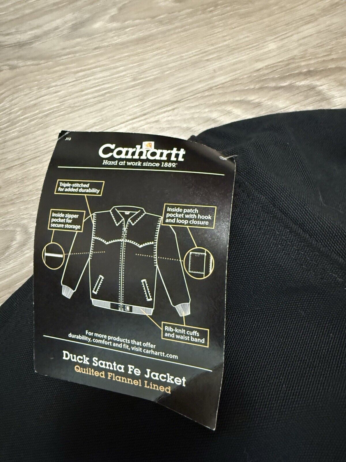 Vintage Deadstock Carhartt Santa Fe J13 Bomber Jacket – 2XL Black Canvas, Rare 90s Find!