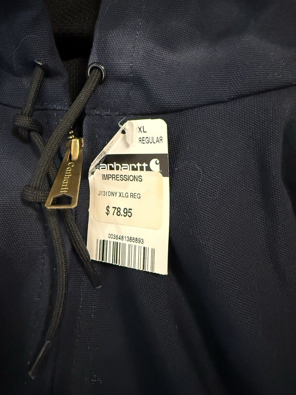 Rare Vintage Carhartt J131 DNY Hooded Bomber Jacket – XL Blue Deadstock Classic!