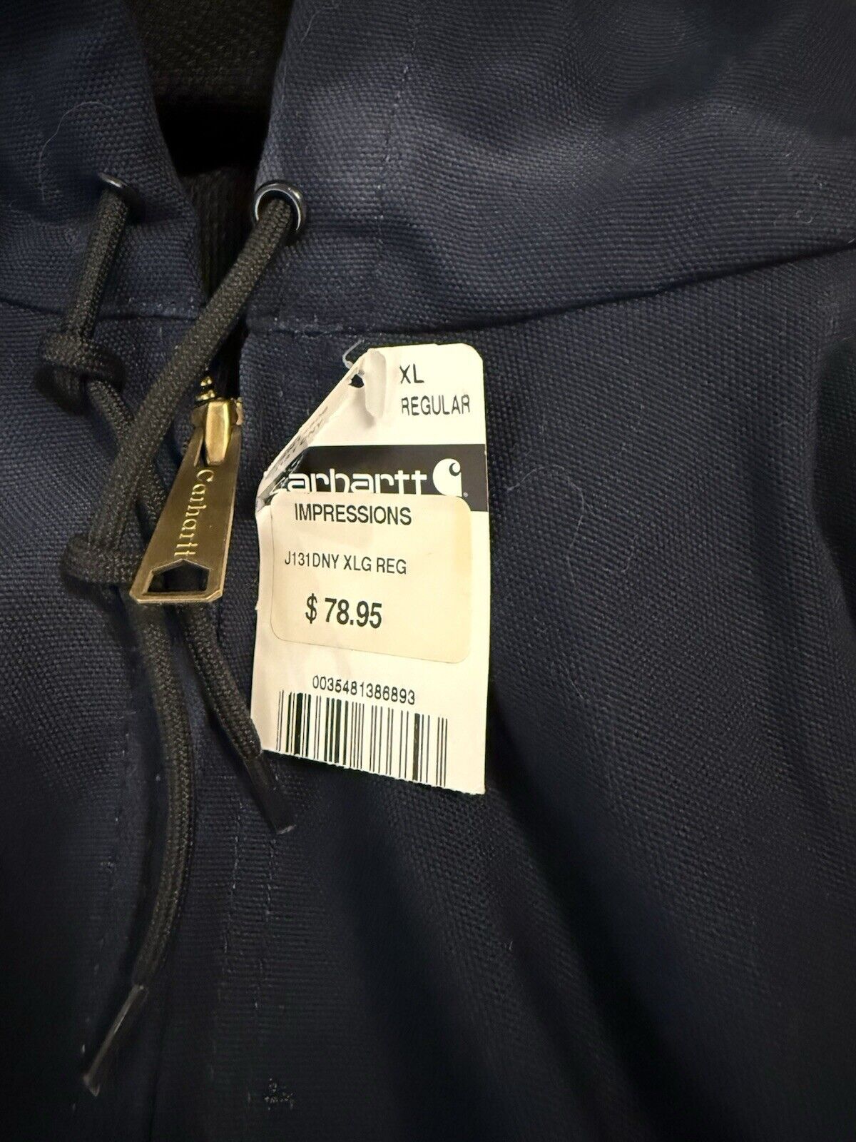 Rare Vintage Carhartt J131 DNY Hooded Bomber Jacket – XL Blue Deadstock Classic!