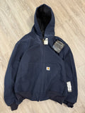 Rare Vintage Carhartt J131 DNY Hooded Bomber Jacket – XL Blue Deadstock Classic!